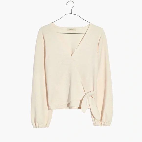 New Madewell Texture & Thread Crepe Wrap Top Cream Ivory Off-White Size S - Picture 4 of 9